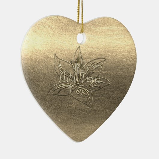 かわいらしい金ゴールドユリの花の花柄は文字のオーナメントを加えます セラミックオーナメント (右)