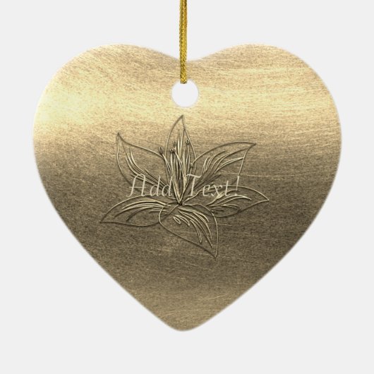 かわいらしい金ゴールドユリの花の花柄は文字のオーナメントを加えます セラミックオーナメント (裏面)