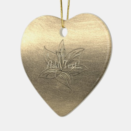 かわいらしい金ゴールドユリの花の花柄は文字のオーナメントを加えます セラミックオーナメント (左)
