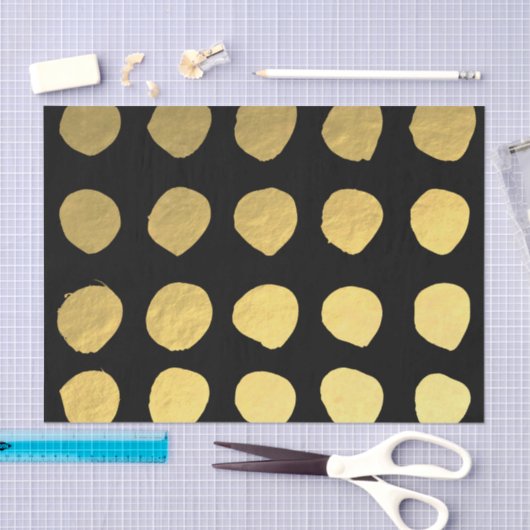 かわいらしい金ゴールド及び黒の点10lbのティッシュペーパー 薄葉紙 (クラフト)