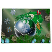 かわいらしい雪片のクリスマスオーナメント ラージペーパーバッグ (正面)