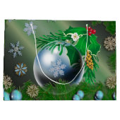 かわいらしい雪片のクリスマスオーナメント ラージペーパーバッグ (裏面)