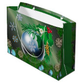 かわいらしい雪片のクリスマスオーナメント ラージペーパーバッグ (裏面アングル)