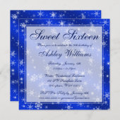 かわいらしい雪片の青い冬の不思議の国の菓子16 招待状 (正面/裏面)