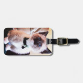 かわいらしい青い目のマスク付き子猫写真 ラゲッジタグ (正面横)