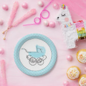 かわいらしい青色児のおかしなベビーシャワーの紙皿 ペーパープレート (パーティー)