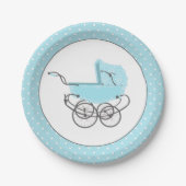 かわいらしい青色児のおかしなベビーシャワーの紙皿 ペーパープレート (正面)