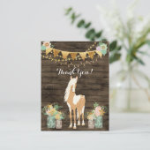 かわいらしい馬および花の素朴な木は感謝していしています ポストカード (スタンド正面)