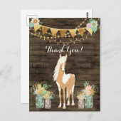 かわいらしい馬および花の素朴な木は感謝していしています ポストカード (正面/裏面)