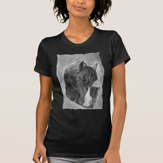かわいらしい馬のポートレート Tシャツ (正面)