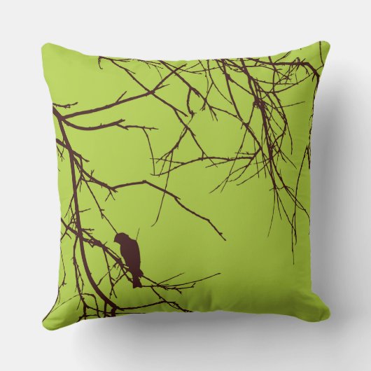 かわいらしい鳥の緑の茶色の装飾用クッション クッション (裏面)