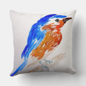 かわいらしい鳥の飼鳥園の春の水彩画 クッション (裏面)