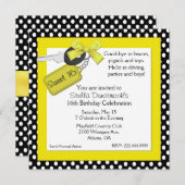 かわいらしい黄色、白黒菓子16の招待状 招待状 (正面/裏面)