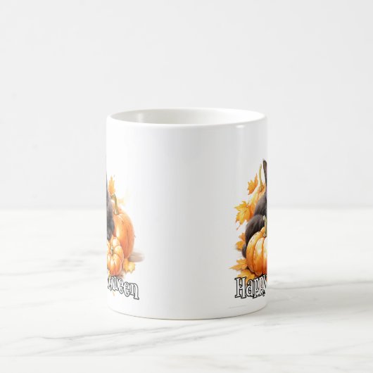 かわいらしい黒い子ネコ猫ナッピング コーヒーマグカップ (中央)