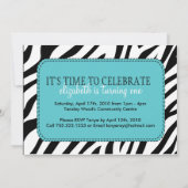 かわいらしい黒およびティール(緑がかった色)の誕生日のパーティの招待状 招待状 (裏面)