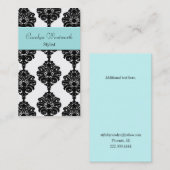 かわいらしい黒く、白および水のダマスク織の名刺 名刺 (正面/裏面)