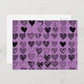 かわいらしい黒ハート落書きスケッチはがき ポストカード (正面/裏面)