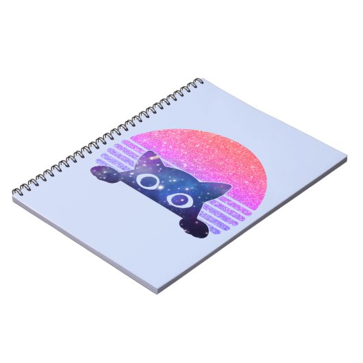 かわいらしい黒猫のぞき猫|かわいい猫 ノートブック (左側)