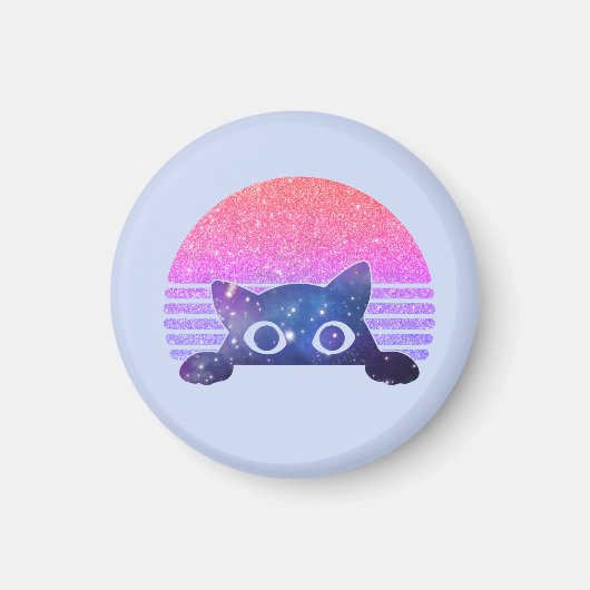 かわいらしい黒猫のぞき猫|かわいい猫 マグネット (正面)