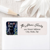 かわいらしい黒猫差出人住所ラベル ラベル (インサイチュ)