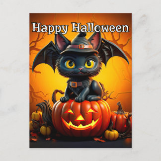 かわいらしい黒猫 |ハッピーハローウィン ポストカード