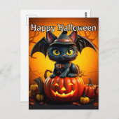 かわいらしい黒猫 |ハッピーハローウィン ポストカード (正面/裏面)