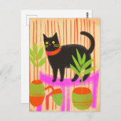 かわいらしい黒猫 ポストカード (正面/裏面)