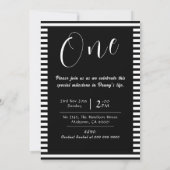 かわいらしい1歳の誕生日フォトモノクロ 招待状 (裏面)