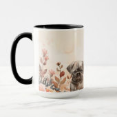 かわいらしい3色の水彩パグ マグカップ (左)