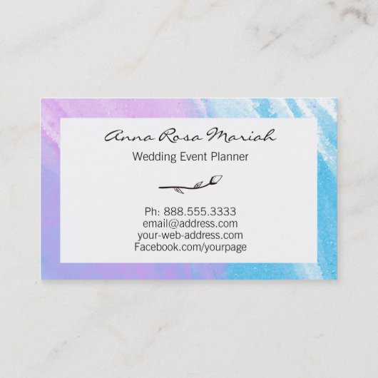 かわいらしい*~*のパステル調ピンクのラベンダーのバラのつぼみの水彩画 名刺 (裏面)