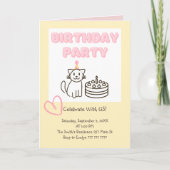 かわいらしいCat&Cake誕生日招待状 カード (正面)