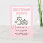かわいらしいCat&Cake誕生日招待状 カード (正面)