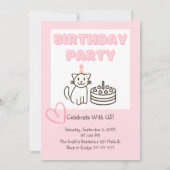 かわいらしいCat&Cake誕生日招待状 招待状 (正面)