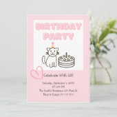かわいらしいCat&Cake誕生日招待状 招待状 (スタンド正面)