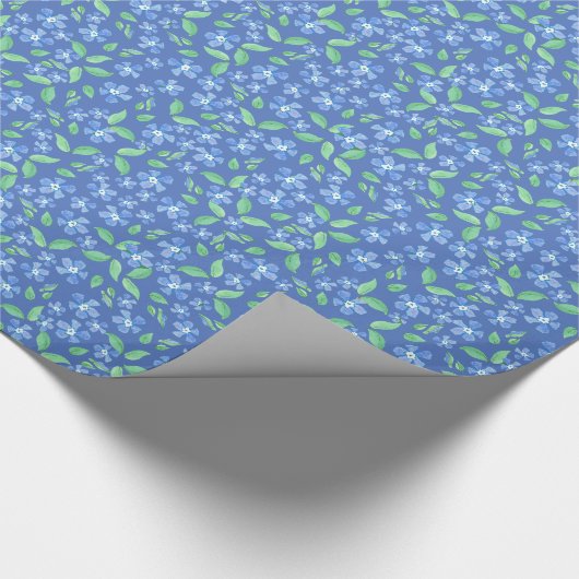 かわいらしいDitsyのタマキビの青緑の花柄パターン ラッピングペーパー (角)