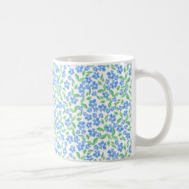かわいらしいDitsyの青緑の白いタマキビの花 コーヒーマグカップ