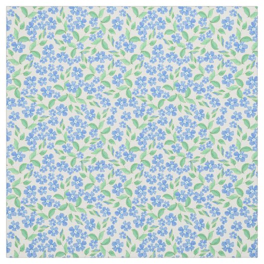 かわいらしいDitsyの青緑の白いタマキビの花 ファブリック (見本)