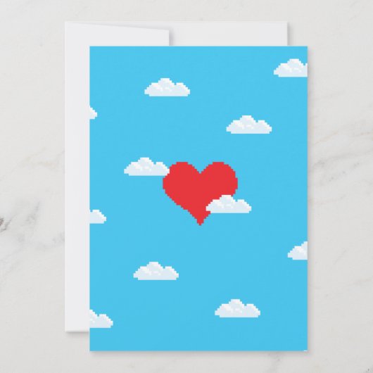 かわいらしいNerdy 8ビット花嫁&花婿の日付を保存 セーブザデート (裏面)