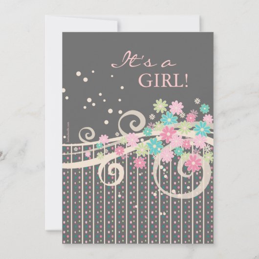 かわいらしいPosyの花の渦巻のベビーシャワーの招待状 招待状 (裏面)