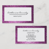 かわいらしいPurpleGlitterの輝きのボーダー、メーキャップアーティスト 名刺 (正面/裏面)
