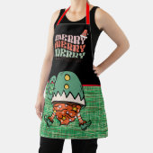 かわいらしおもしろい小妖精や小人ブラックと緑のバーラップ エプロン (インサイチュ)