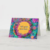 かわいらしお洒落おもしろいピンクイエローフローラカスタマイズ カード (正面)