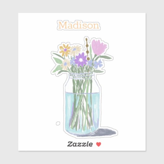 かわいらしお洒落予測できな野の花+名前をカスタムする シール (シート)