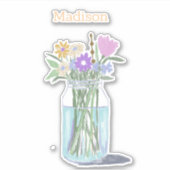 かわいらしお洒落予測できな野の花+名前をカスタムする シール (正面)