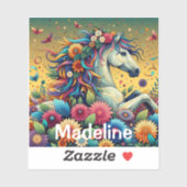 かわいらしお洒落花のカラフル馬 シール (シート)