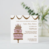 かわいらしお誕生日ケーキパーティの招待状 招待状 (スタンド正面)