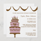 かわいらしお誕生日ケーキパーティの招待状 招待状 (正面/裏面)