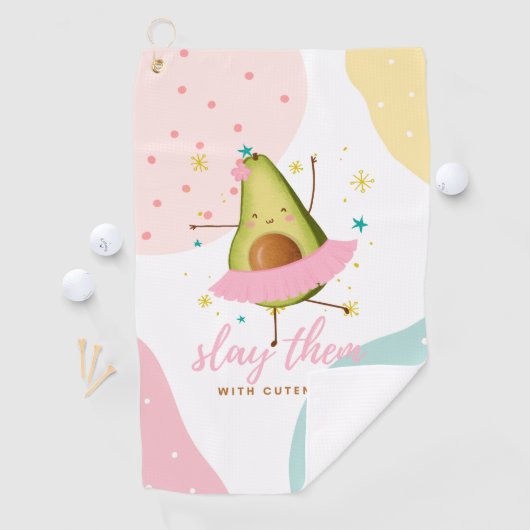 かわいらしかわいいガーリーアボカドバレリナスライ ゴルフタオル (インサイチュ)