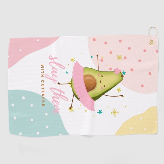 かわいらしかわいいガーリーアボカドバレリナスライ ゴルフタオル (横)