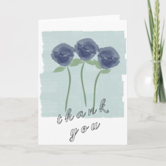 かわいらしかわいい水彩画バラサンキューカード サンキューカード (正面)